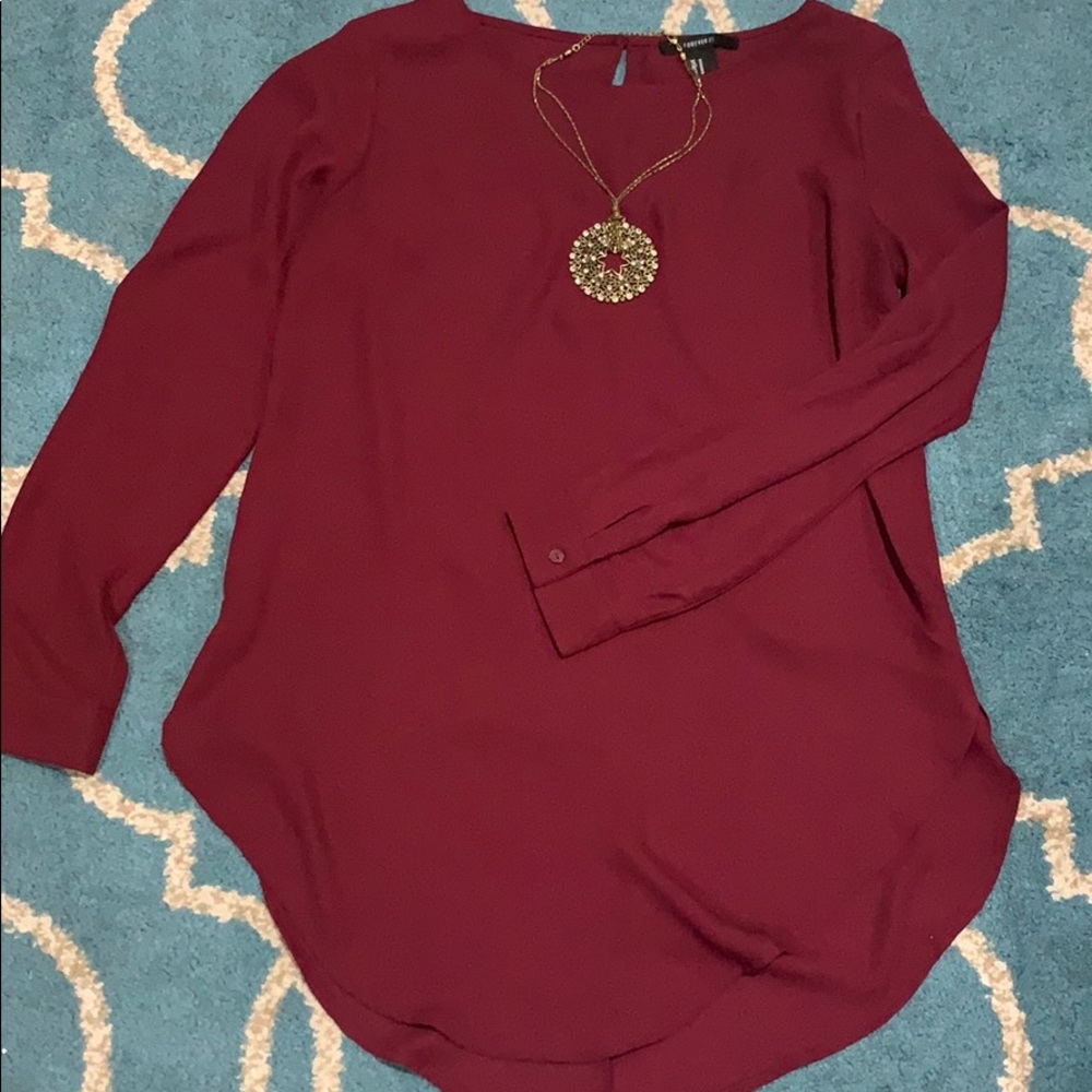 Forever 21 cranberry shirt long sleeve